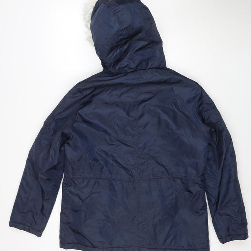 B. You Women's Blue Faux Fur Hooded Parka Jacket Size M