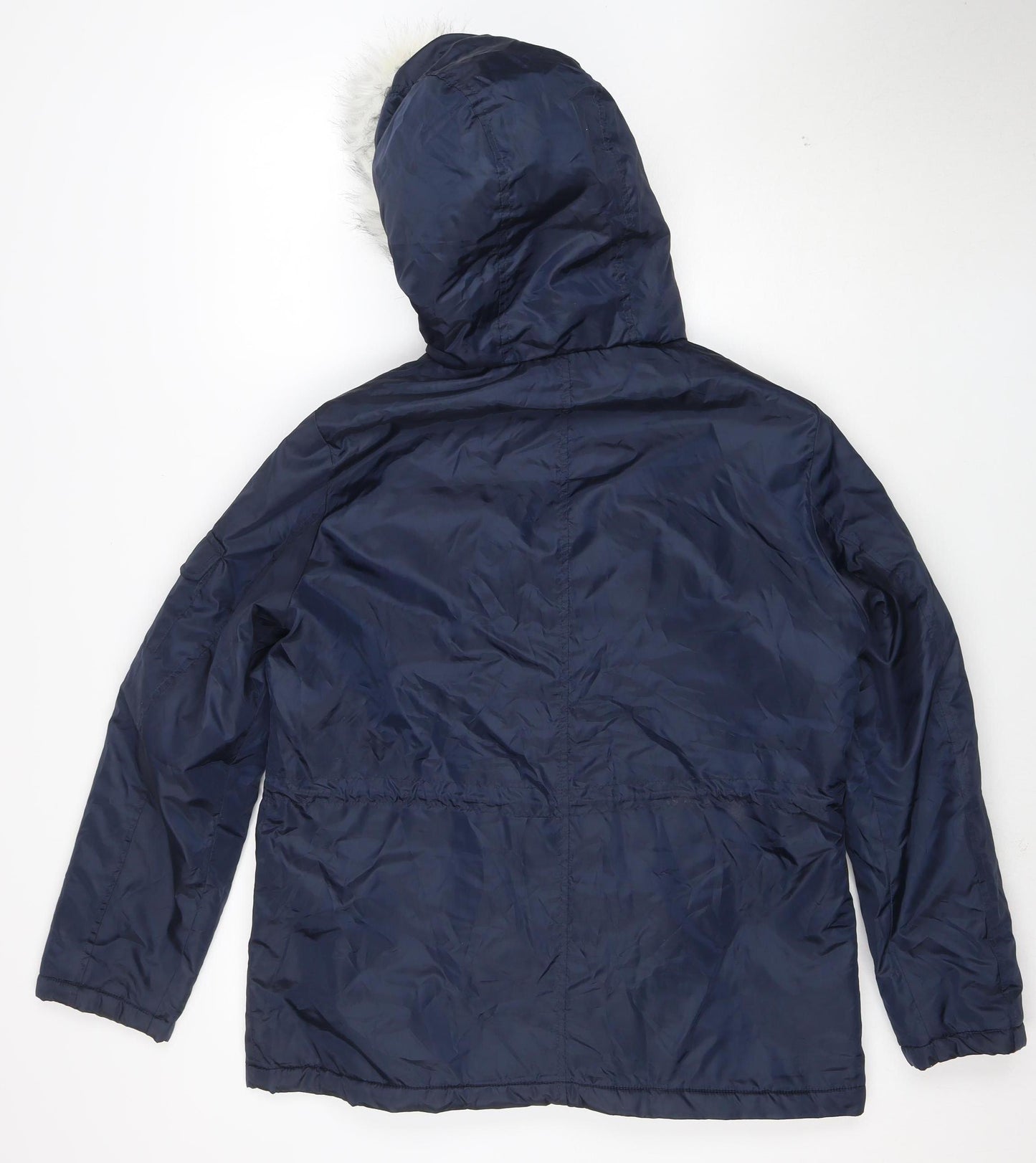B. You Women's Blue Faux Fur Hooded Parka Jacket Size M
