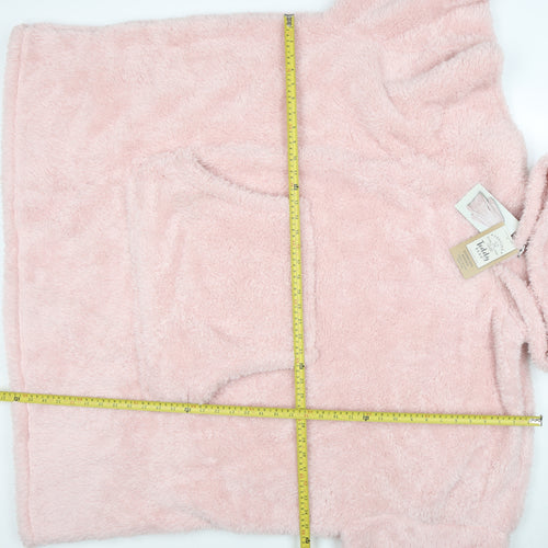 Dunelm Women Pink Fleece Hooded Robe One Size Winter Loungewear