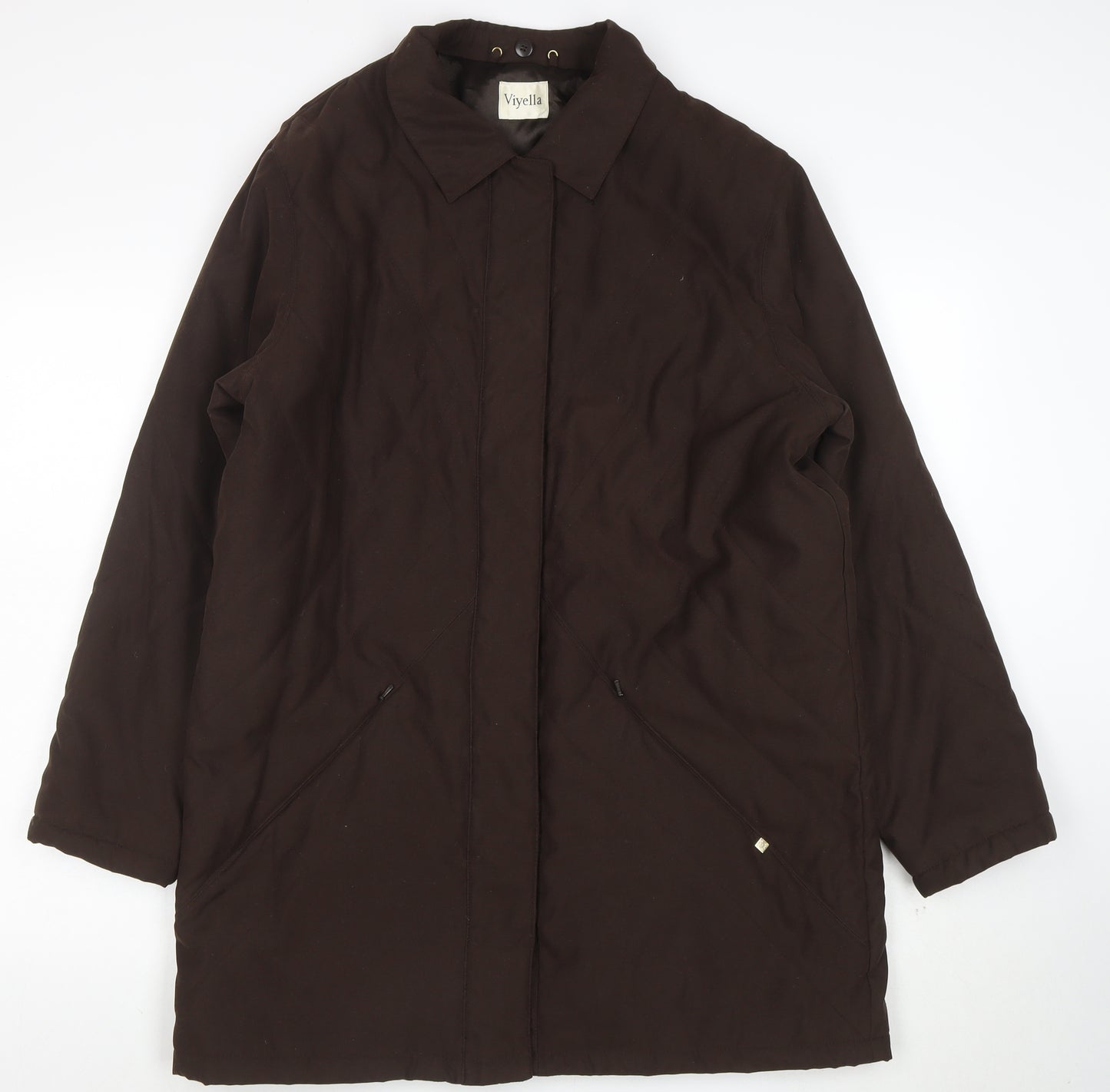 Viyella Women's Brown Quilted Mid-Length Coat Size M Polyester