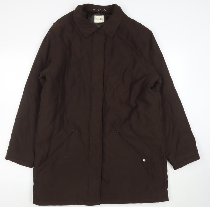 Viyella Women's Brown Quilted Mid-Length Coat Size M Polyester