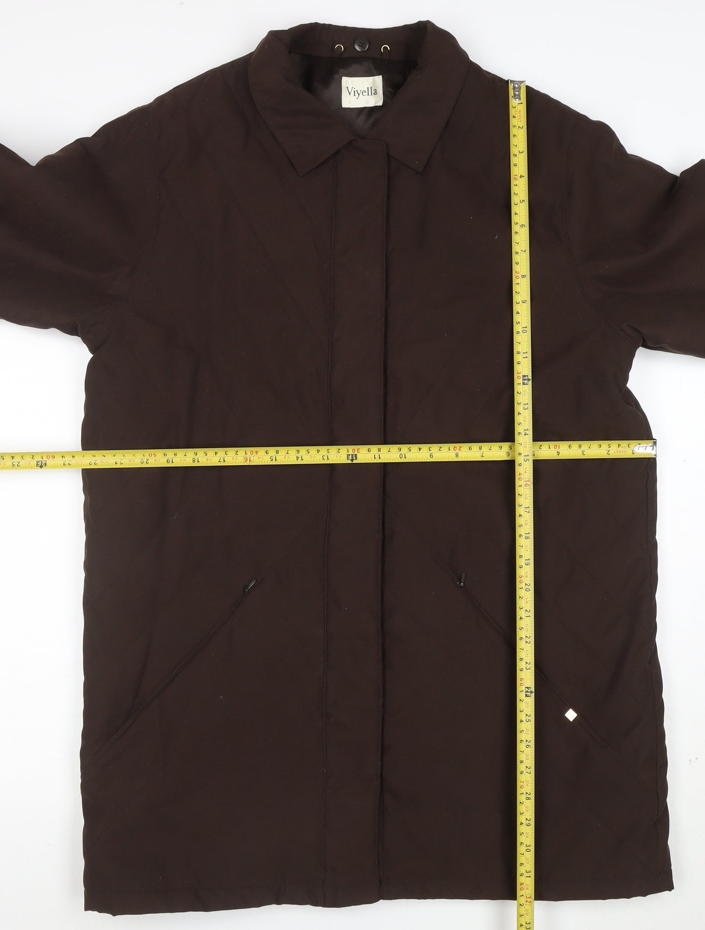 Viyella Women's Brown Quilted Mid-Length Coat Size M Polyester