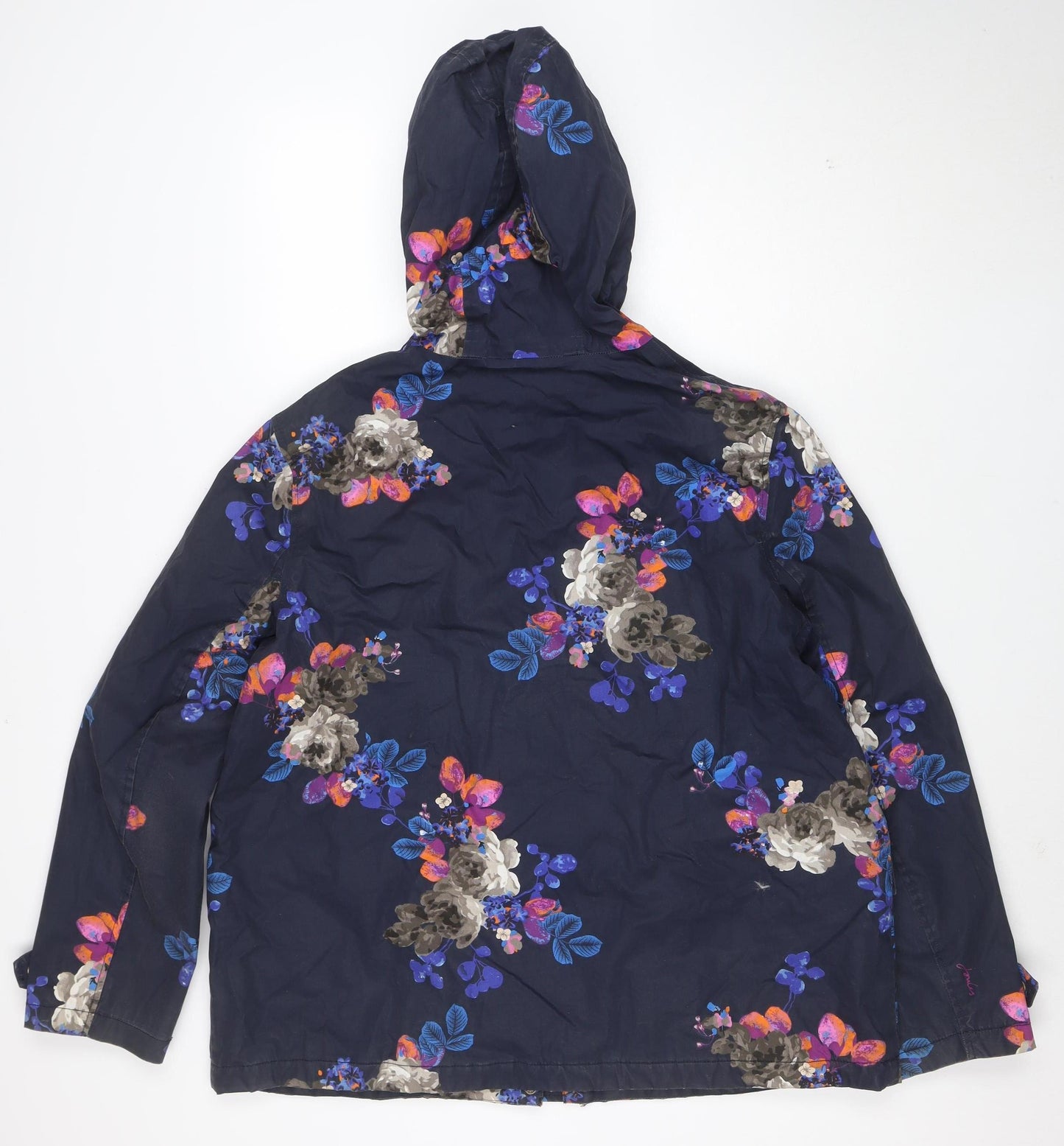 Joules Women's Blue Floral Hooded Parka Jacket Size 18