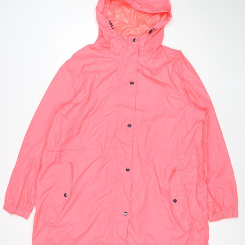 Joules Women's Pink Waterproof Hooded Rain Coat Jacket Size 18