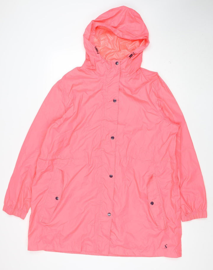 Joules Women's Pink Waterproof Hooded Rain Coat Jacket Size 18