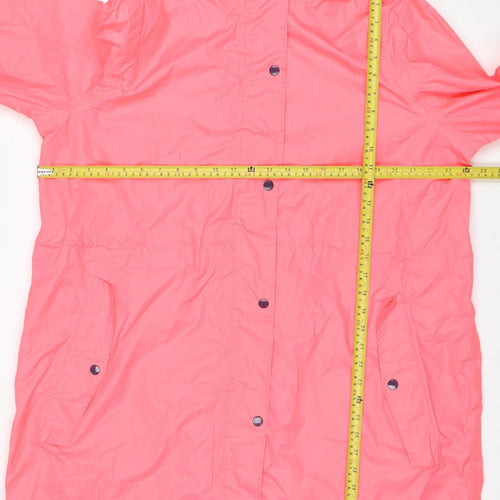 Joules Women's Pink Waterproof Hooded Rain Coat Jacket Size 18