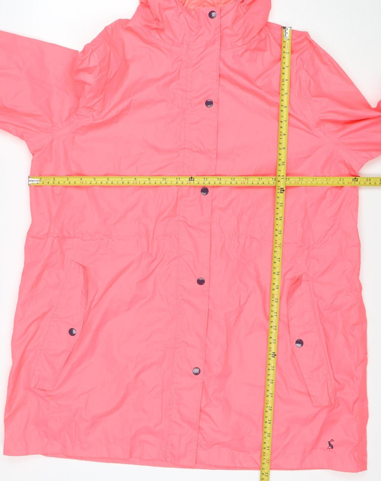 Joules Women's Pink Waterproof Hooded Rain Coat Jacket Size 18