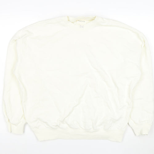 H&M Move Women Ivory Pullover Sweatshirt Small Cotton Blend Crew Neck