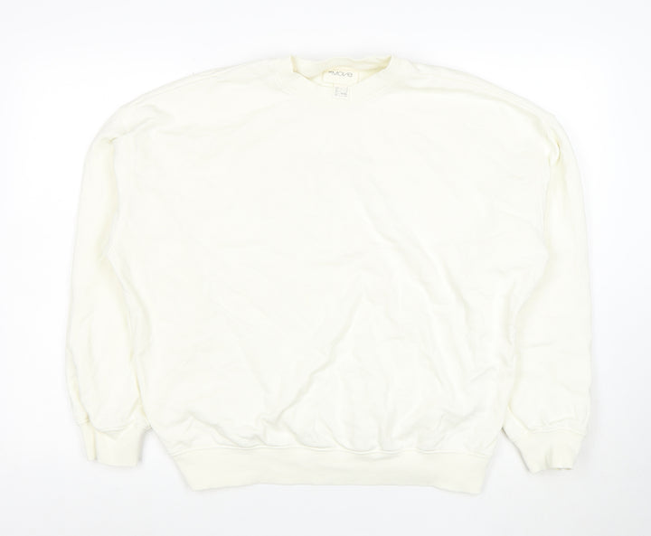 H&M Move Women Ivory Pullover Sweatshirt Small Cotton Blend Crew Neck