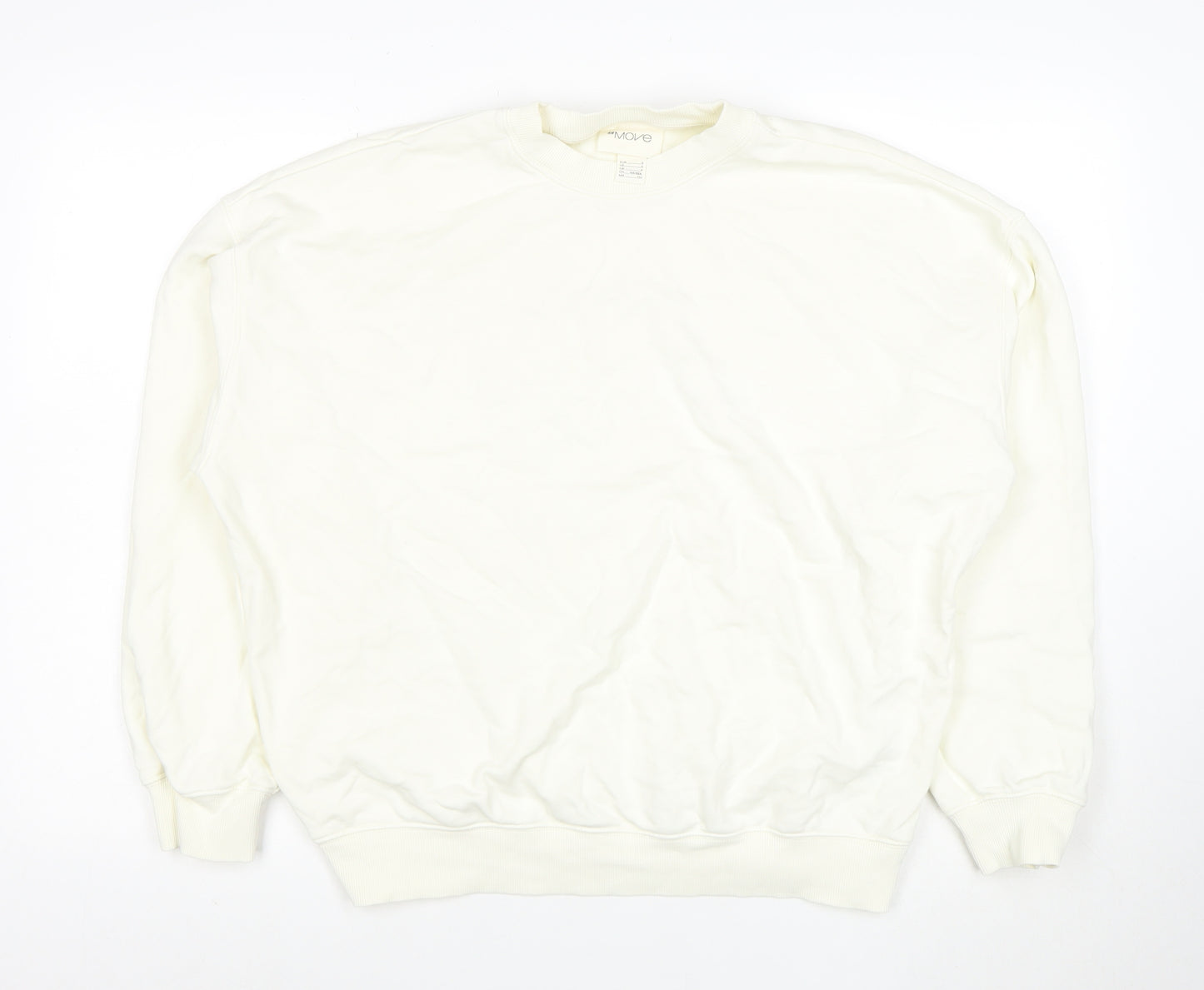 H&M Move Women Ivory Pullover Sweatshirt Small Cotton Blend Crew Neck