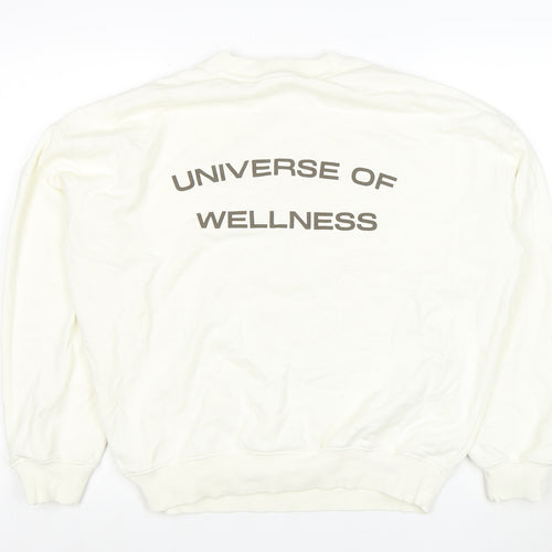 H&M Move Women Ivory Pullover Sweatshirt Small Cotton Blend Crew Neck
