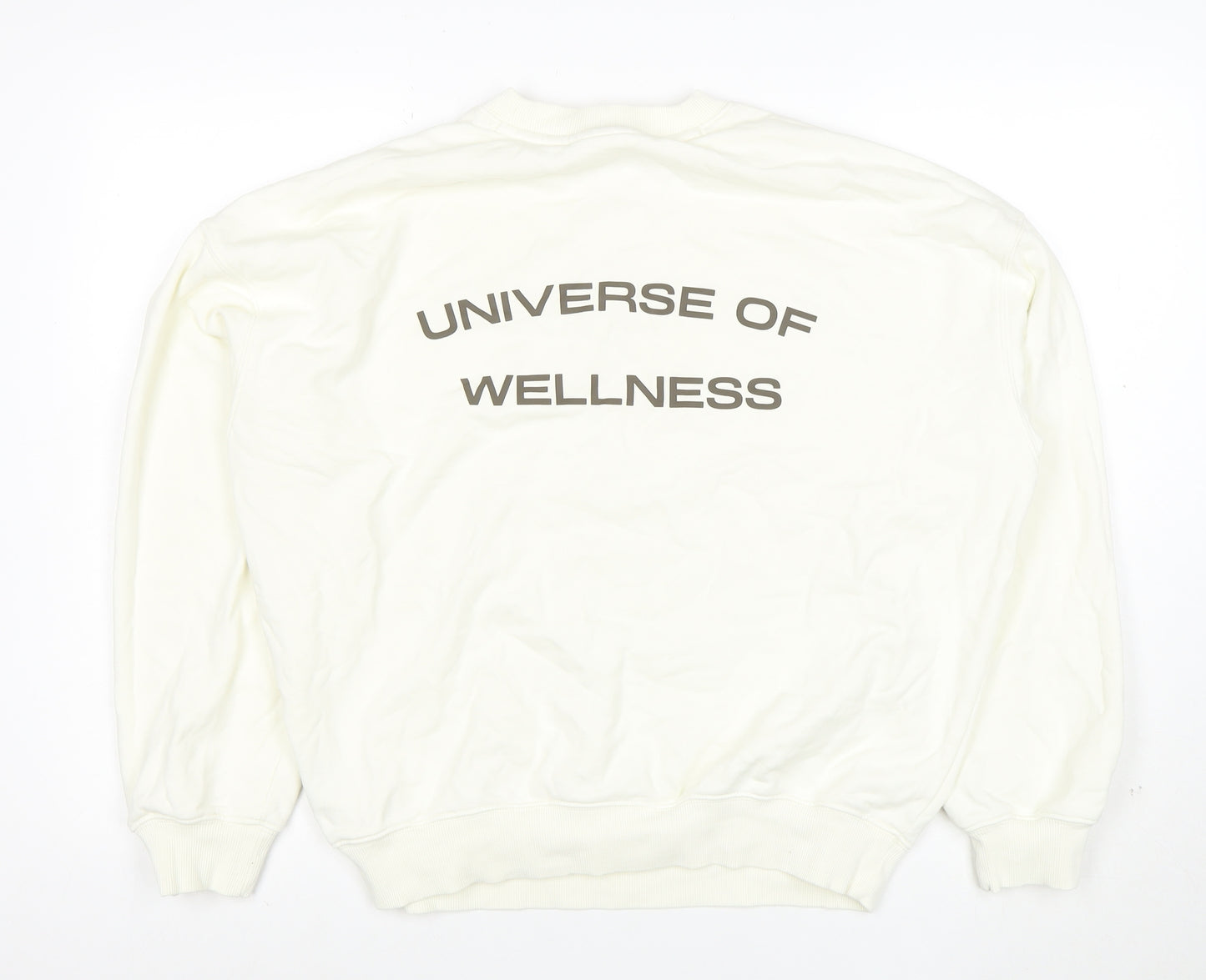 H&M Move Women Ivory Pullover Sweatshirt Small Cotton Blend Crew Neck