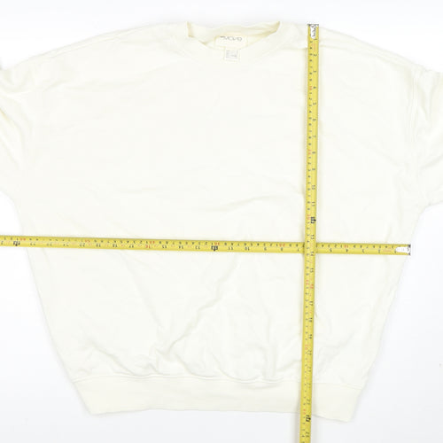 H&M Move Women Ivory Pullover Sweatshirt Small Cotton Blend Crew Neck