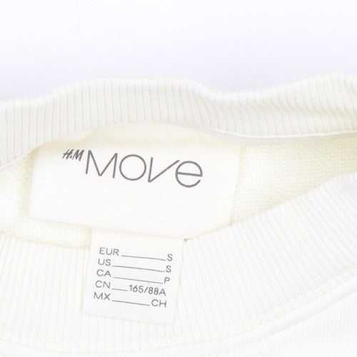 H&M Move Women Ivory Pullover Sweatshirt Small Cotton Blend Crew Neck