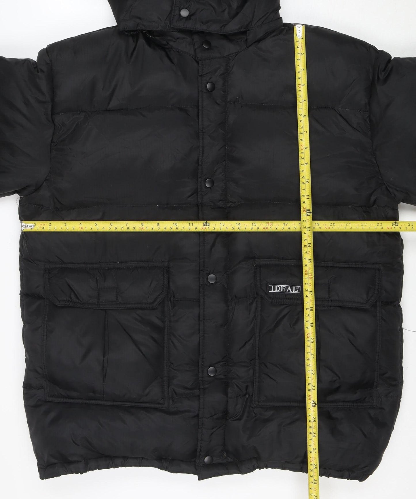 IDEAL Mens Black M Puffer Jacket Hooded Nylon Down Winter Coat