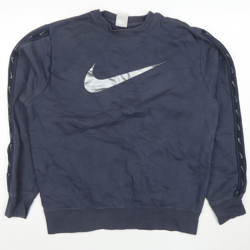 Nike Men’s Blue Crew Neck Logo Pullover Sweatshirt Size M