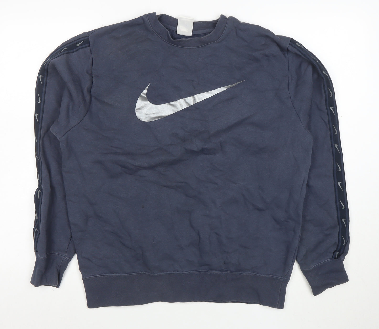 Nike Men’s Blue Crew Neck Logo Pullover Sweatshirt Size M