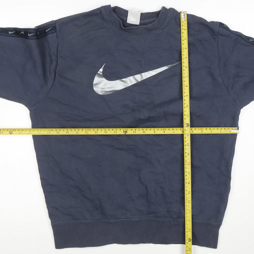 Nike Men’s Blue Crew Neck Logo Pullover Sweatshirt Size M