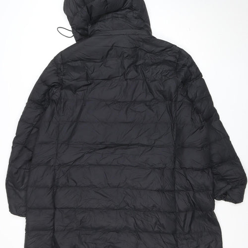 Marks and Spencer Womens Black Size 24 Puffer Jacket Hooded Mid-Length Coat