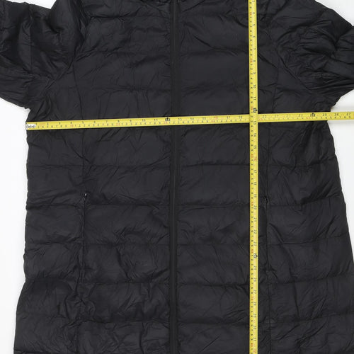 Marks and Spencer Womens Black Size 24 Puffer Jacket Hooded Mid-Length Coat