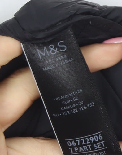 Marks and Spencer Womens Black Size 24 Puffer Jacket Hooded Mid-Length Coat