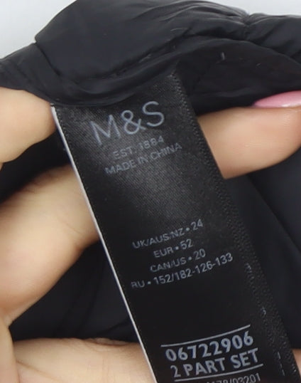 Marks and Spencer Womens Black Size 24 Puffer Jacket Hooded Mid-Length Coat