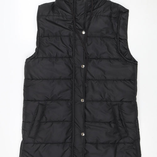 I Saw It First Womens Black Puffer Hooded Long Waistcoat M