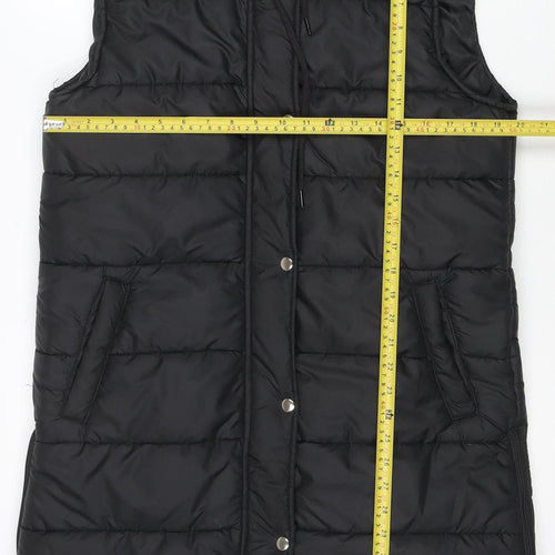 I Saw It First Womens Black Puffer Hooded Long Waistcoat M