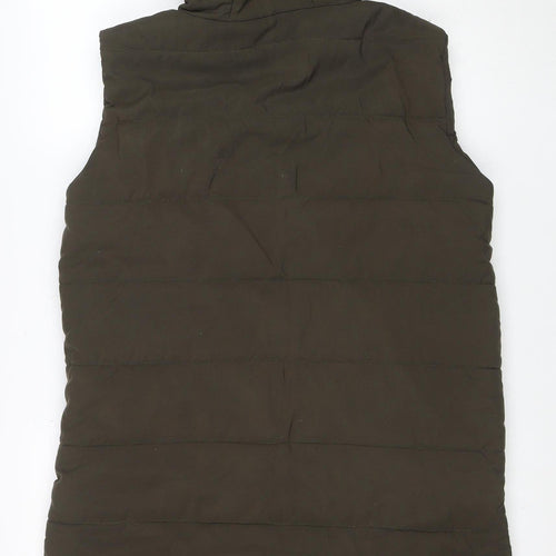 Boohoo Women’s Green Hooded Padded Long Puffer Waistcoat Size L