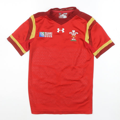 Under Armour Boys Red Rugby World Cup 2015 Wales Jersey XS