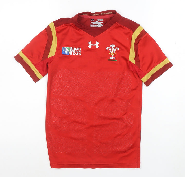 Under Armour Boys Red Rugby World Cup 2015 Wales Jersey XS