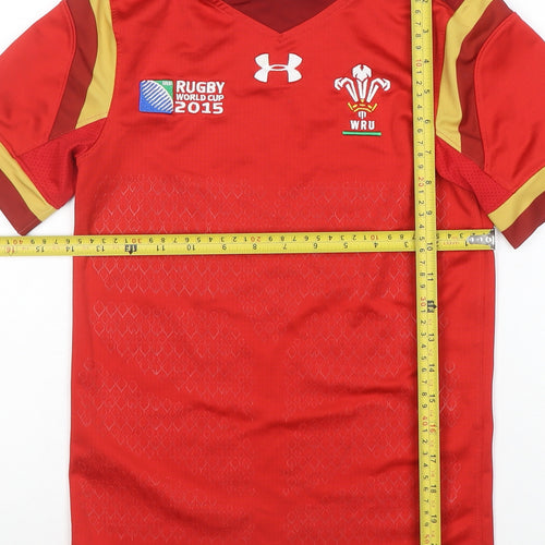 Under Armour Boys Red Rugby World Cup 2015 Wales Jersey XS