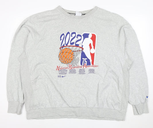 Nike Men's Grey 2XL Crew Neck NBA 2022 Sweatshirt