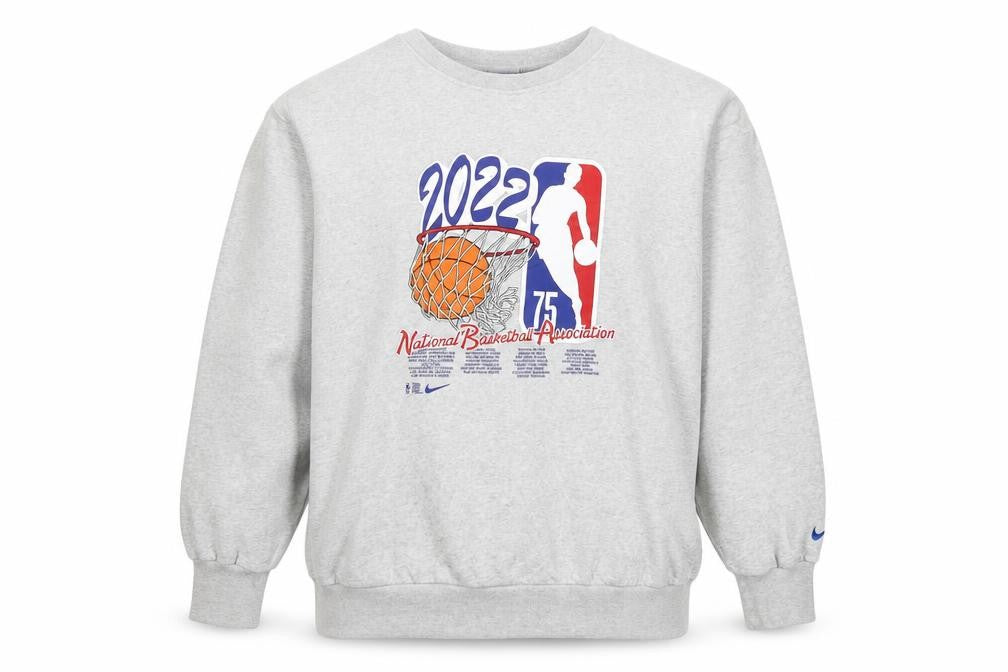 Front view of Nike Men's Grey 2XL Crew Neck NBA 2022 Sweatshirt