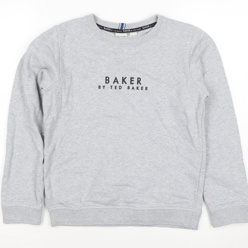Baker by Ted Baker Boys Grey Logo Sweatshirt 11 Years Cotton Blend