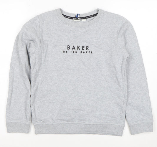 Baker by Ted Baker Boys Grey Logo Sweatshirt 11 Years Cotton Blend