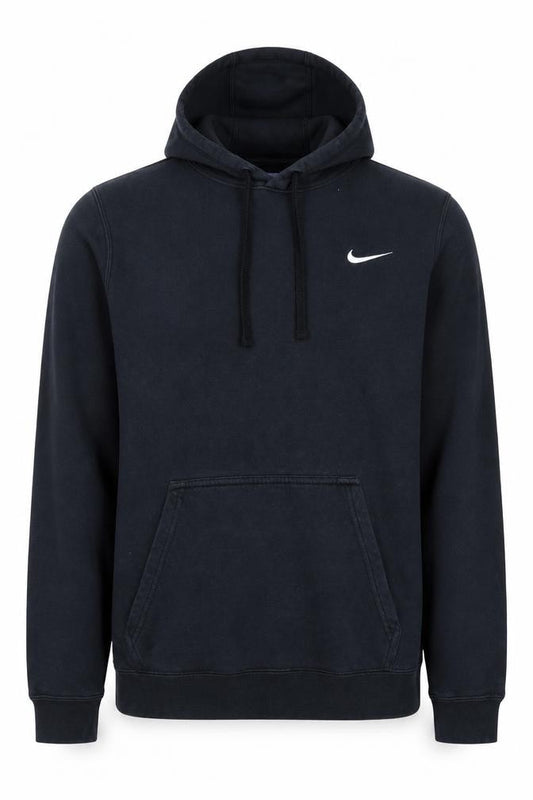 Front view of Nike Men's Black Pullover Hoodie Small Fleece Cotton Blend