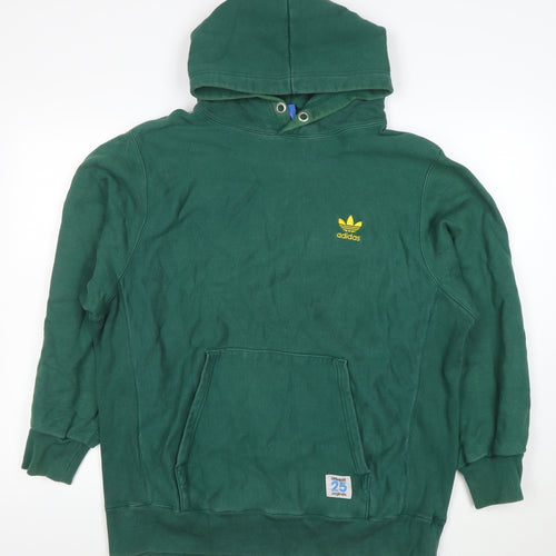 Adidas Mens Green XL Pullover Hoodie Cotton Fleece Logo Sweatshirt