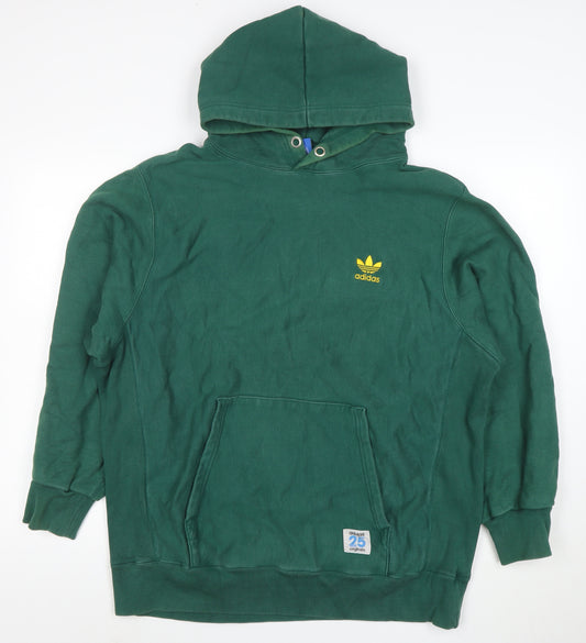 Adidas Mens Green XL Pullover Hoodie Cotton Fleece Logo Sweatshirt