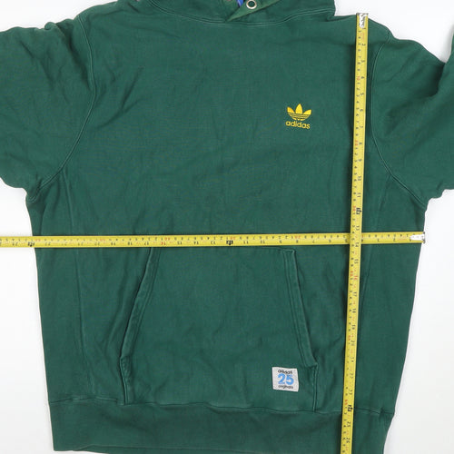 Adidas Mens Green XL Pullover Hoodie Cotton Fleece Logo Sweatshirt