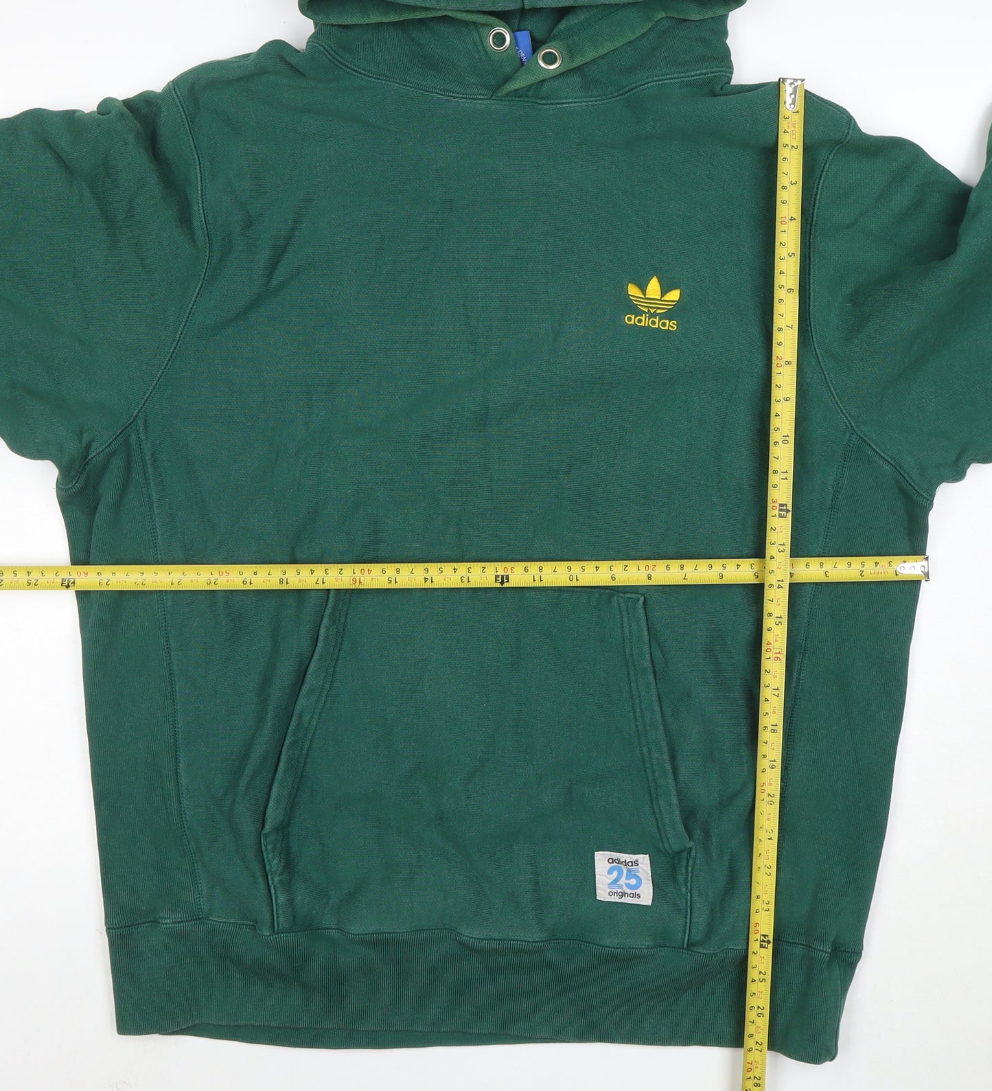 Adidas Mens Green XL Pullover Hoodie Cotton Fleece Logo Sweatshirt
