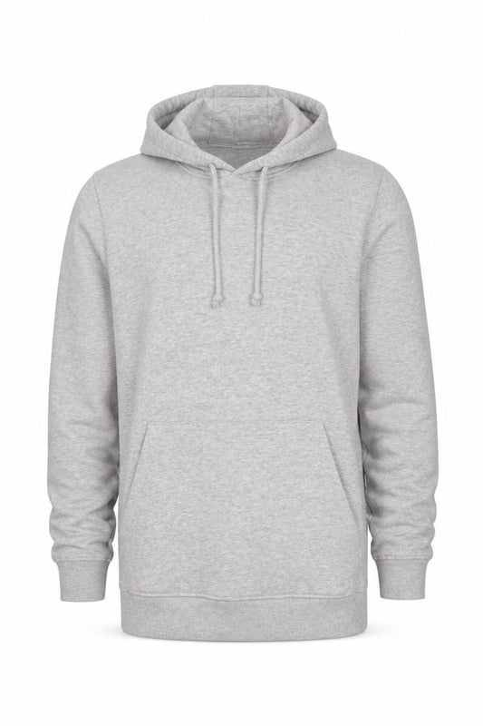 Front view of Brave Soul Men’s Grey Pullover Hoodie, size S, Regular Fit