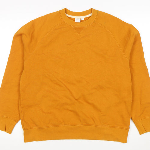 John Lewis Men Mustard Sweatshirt M Crew Neck Cotton Casual Top