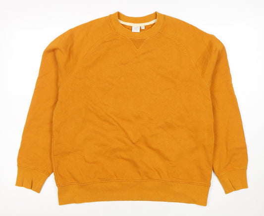 John Lewis Men Mustard Sweatshirt M Crew Neck Cotton Casual Top
