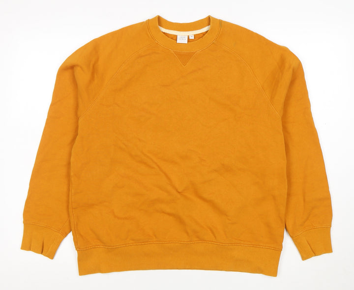 John Lewis Men Mustard Sweatshirt M Crew Neck Cotton Casual Top