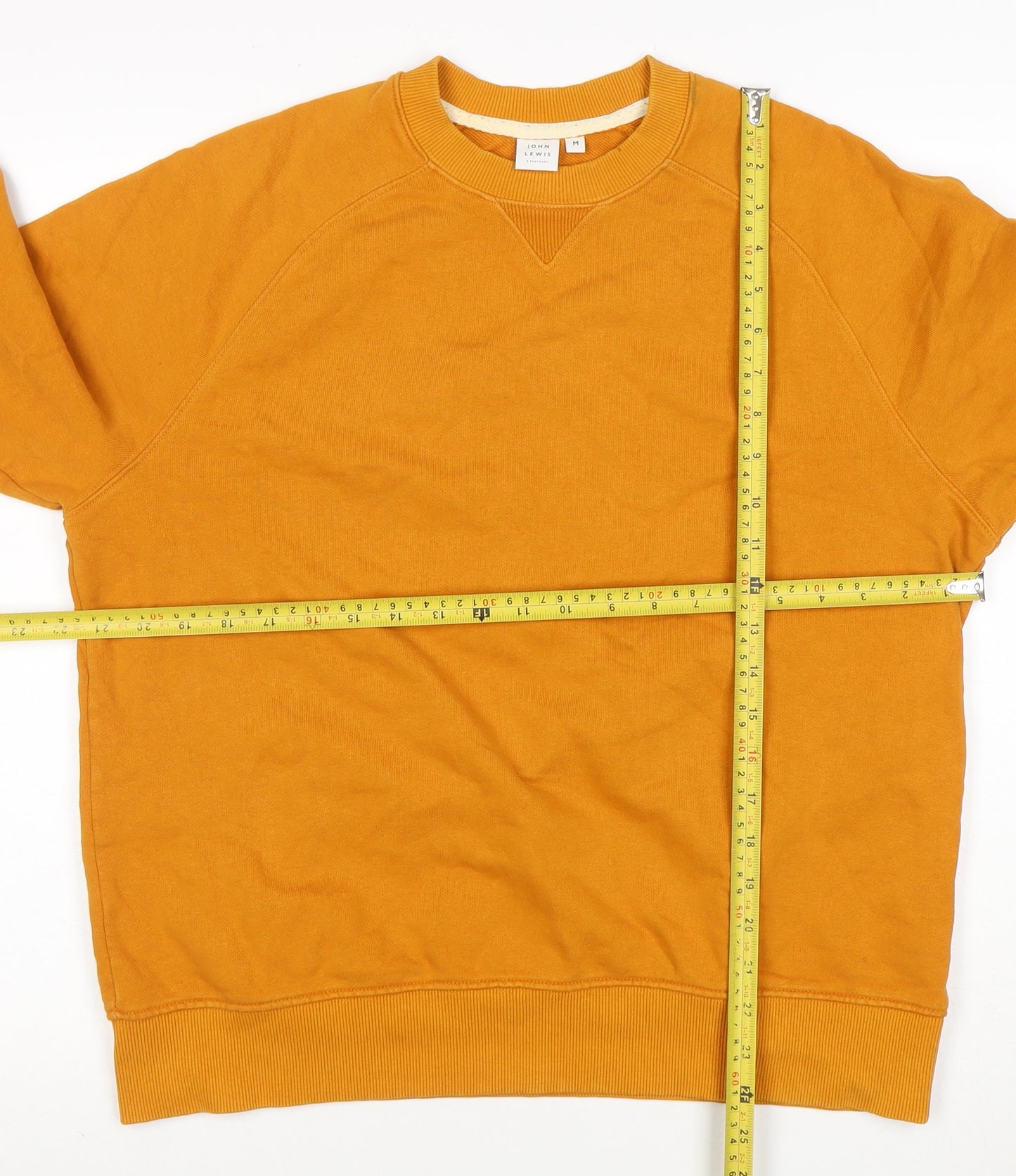 John Lewis Men Mustard Sweatshirt M Crew Neck Cotton Casual Top