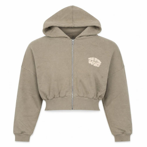 Boohoo Women’s Beige Full Zip Hoodie Cropped Sport M
