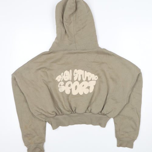 Boohoo Women’s Beige Full Zip Hoodie Cropped Sport M