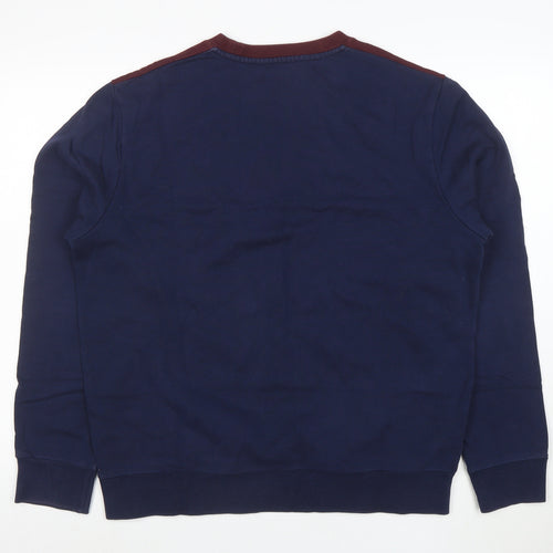 Fred Perry Men's Blue Crew Neck Colour Block Sweatshirt L