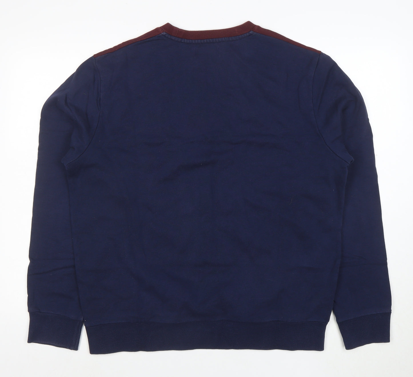 Fred Perry Men's Blue Crew Neck Colour Block Sweatshirt L